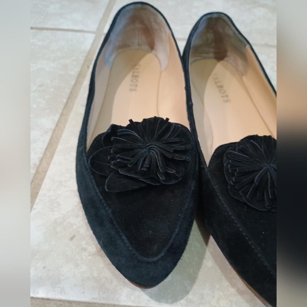 Talbots Women's Black Suede Flats With Tassels Size 8.5 M